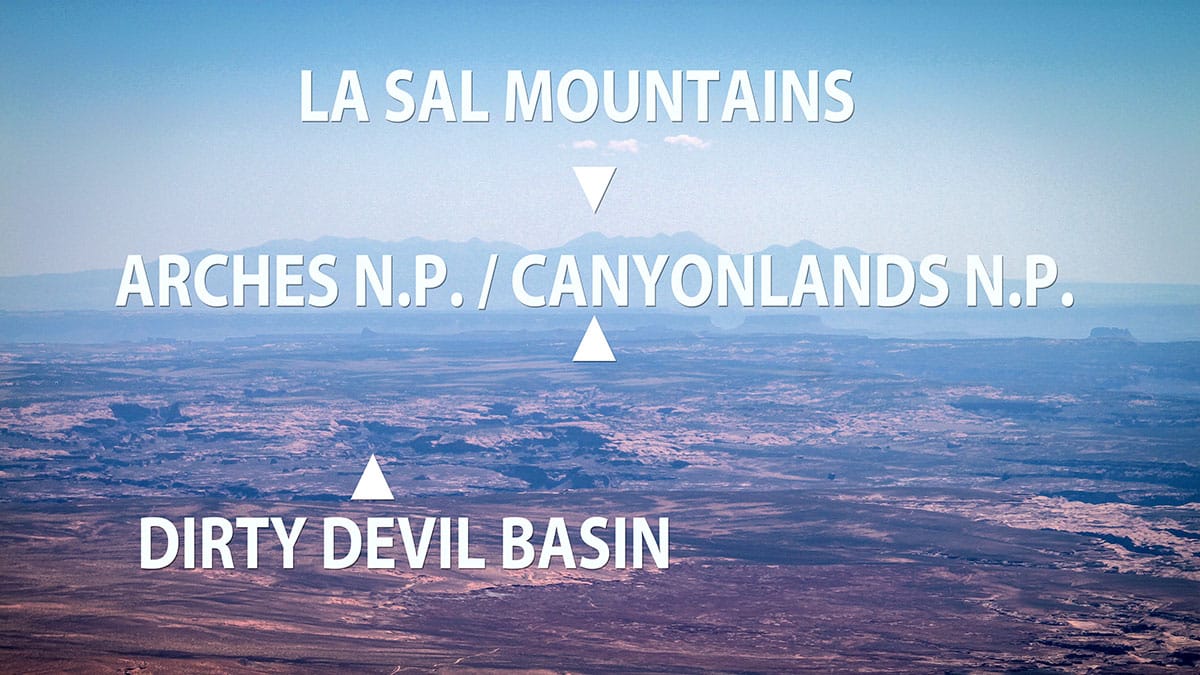 View toward canyon lands and Arches National Parks from the Henry Mountains